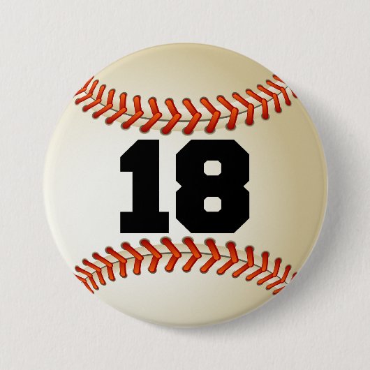 Badge Rond 7,6 Cm Base-ball du numéro 18 (Devant)