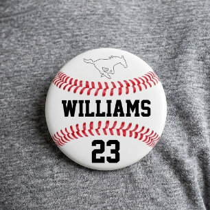 Badge Rond 7,6 Cm Baseball Nom de joueur personnalisé Numéro et logo