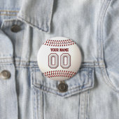 Badge Rond 7,6 Cm Baseball Stitches Player Numéro 00 et Nom personna (En situation)