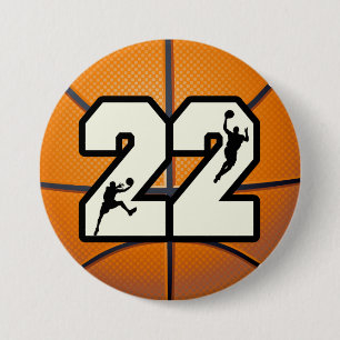 Badge Rond 7,6 Cm Basket-ball du numéro 22