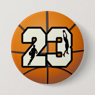 Badge Rond 7,6 Cm Basket-ball du numéro 23