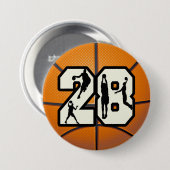 Badge Rond 7,6 Cm Basket-ball du numéro 28 (Devant & derrière)