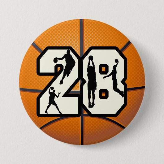 Badge Rond 7,6 Cm Basket-ball du numéro 28 (Devant)
