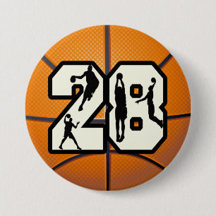 Badge Rond 7,6 Cm Basket-ball du numéro 28