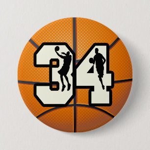 Badge Rond 7,6 Cm Basket-ball du numéro 34