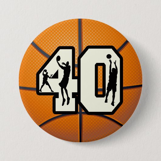 Badge Rond 7,6 Cm Basket-ball du numéro 40 (Devant)