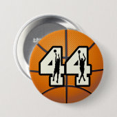 Badge Rond 7,6 Cm Basket-ball du numéro 44 (Devant & derrière)