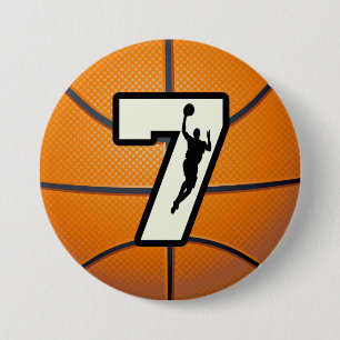 Badge Rond 7,6 Cm Basket-ball et joueur du numéro 7