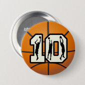 Badge Rond 7,6 Cm Basket-ball et joueurs du numéro 10 (Devant & derrière)