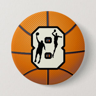 Badge Rond 7,6 Cm Basket-ball et joueurs du numéro 8