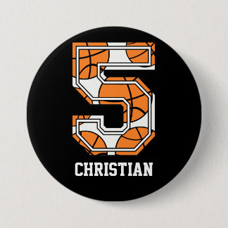 Badge Rond 7,6 Cm Basket-ball personnalisé numéro 5