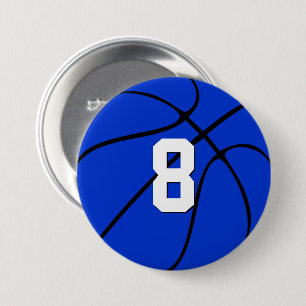 Badge Rond 7,6 Cm Basket Bleu Joueur Personnalisé Jersey Nombre Spor