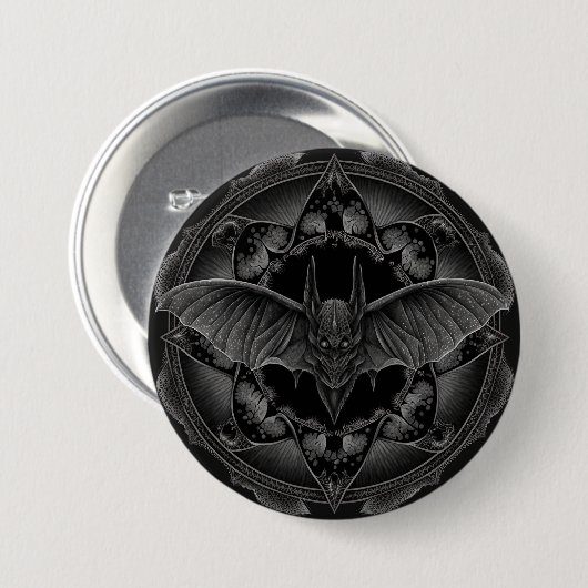 Badge Rond 7,6 Cm Bat Gothic Dark, Ai Généré Design (Devant & derrière)