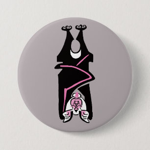 Badge Rond 7,6 Cm BAT noir et rose cool -Halloween - Goth - Nature