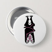 Badge Rond 7,6 Cm BAT noir et rose cool -Halloween - Goth - Nature (Devant & derrière)