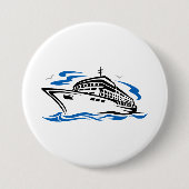 Badge Rond 7,6 Cm Bateau de croisière sur les vagues océaniques Voya (Devant)