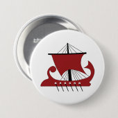 Badge Rond 7,6 Cm Bateau Viking Longship Silhouette Drakkar (Devant & derrière)