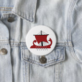 Badge Rond 7,6 Cm Bateau Viking Longship Silhouette Drakkar (En situation)