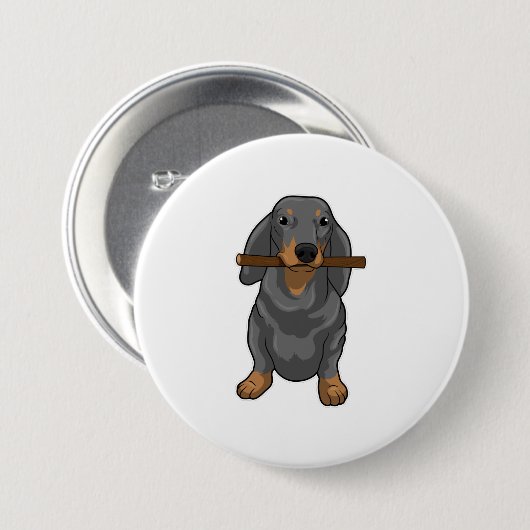 Badge Rond 7,6 Cm Bâton Dachshund (Devant & derrière)