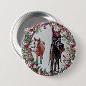 Badge Rond 7,6 Cm bay mare cheval rose Button (Devant & derrière)