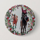 Badge Rond 7,6 Cm bay mare cheval rose Button (Devant)