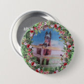 Badge Rond 7,6 Cm bay mare cheval rose Button (Devant & derrière)