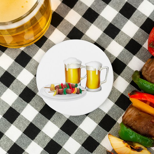 Badge Rond 7,6 Cm BBQ brochettes et biscuits d'été de bière