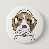 Badge Rond 7,6 Cm Beagle de refroidissement avec Bubblegum mignon ch (Devant)