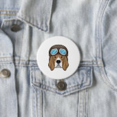 Badge Rond 7,6 Cm Beagle en tant que pilote avec casquette pilote (En situation)