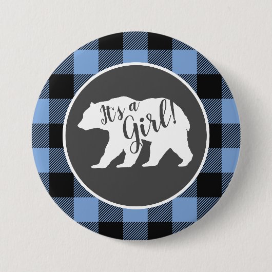 Badge Rond 7,6 Cm Bear Baby shower Garçon bleu (Devant)