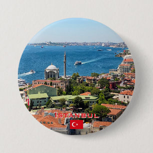 Badge Rond 7,6 Cm Beau panorama de voyage à Istanbul
