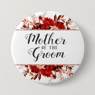 Badge Rond 7,6 Cm Beauté Rustique Fleurs Cadre Mère du Marié
