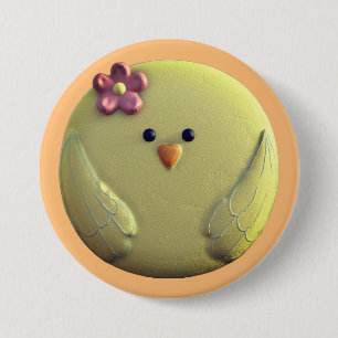 Badge Rond 7,6 Cm Bébé chiche mignon jaune et rose