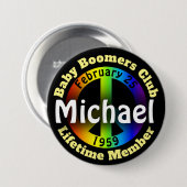 Badge Rond 7,6 Cm Bébé d'anniversaire d'amusement Bommers/hippie (Devant & derrière)