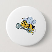 Badge Rond 7,6 Cm Bee as Mechanic with Wrench (Devant)