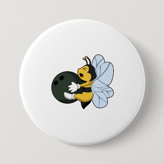 Badge Rond 7,6 Cm Bee at Bowling (Devant)