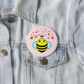 Badge Rond 7,6 Cm Bee Happy Love Heart (En situation)