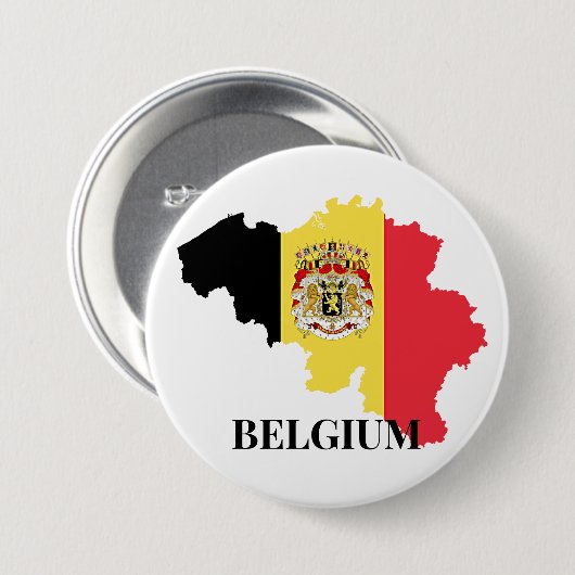 Badge Rond 7,6 Cm Belgique Silhouette, drapeau, (Devant & derrière)