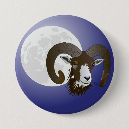 Badge Rond 7,6 Cm Bélier (Devant)