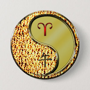 Badge Rond 7,6 Cm Bélier et cheval métallique