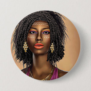 Badge Rond 7,6 Cm Belle Black African Princess Woman Art