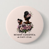 Badge Rond 7,6 Cm Belle mère et fille noire (7) (Devant)