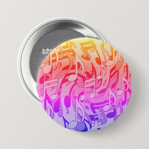 Badge Rond 7,6 Cm Belle musique Joyeuses couleurs vives notes musica