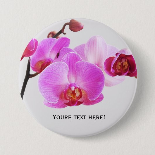 Badge Rond 7,6 Cm Belles Orchidées Roses (Devant)