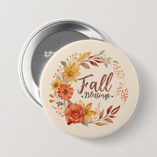 Badge Rond 7,6 Cm Bénédictions d'automne florales (Devant & derrière)