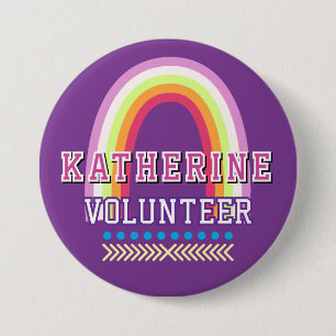 Badge Rond 7,6 Cm Bénévole Arc-en-ciel Violet