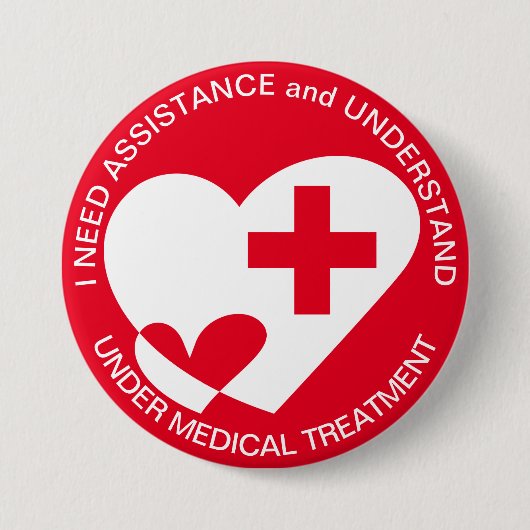 BADGE ROND 7,6 CM BESOIN D'AIDE/D'AIDE (Devant)