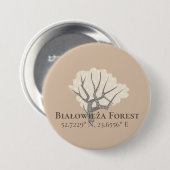 Badge Rond 7,6 Cm Białowieża Forêt Latitude & Longitude (Devant & derrière)