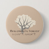 Badge Rond 7,6 Cm Białowieża Forêt Latitude & Longitude (Devant)