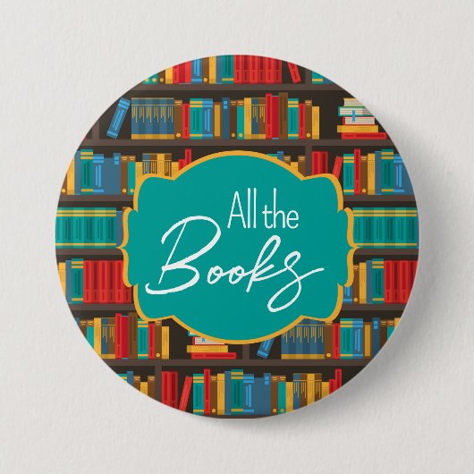 Badge Rond 7,6 Cm Bibliothèque d'amour de lecture (Devant)